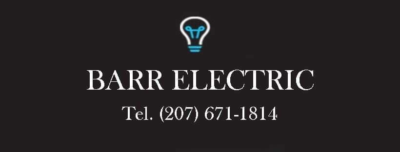 Barr Electric logo on black background with phone number (207) 671-1814