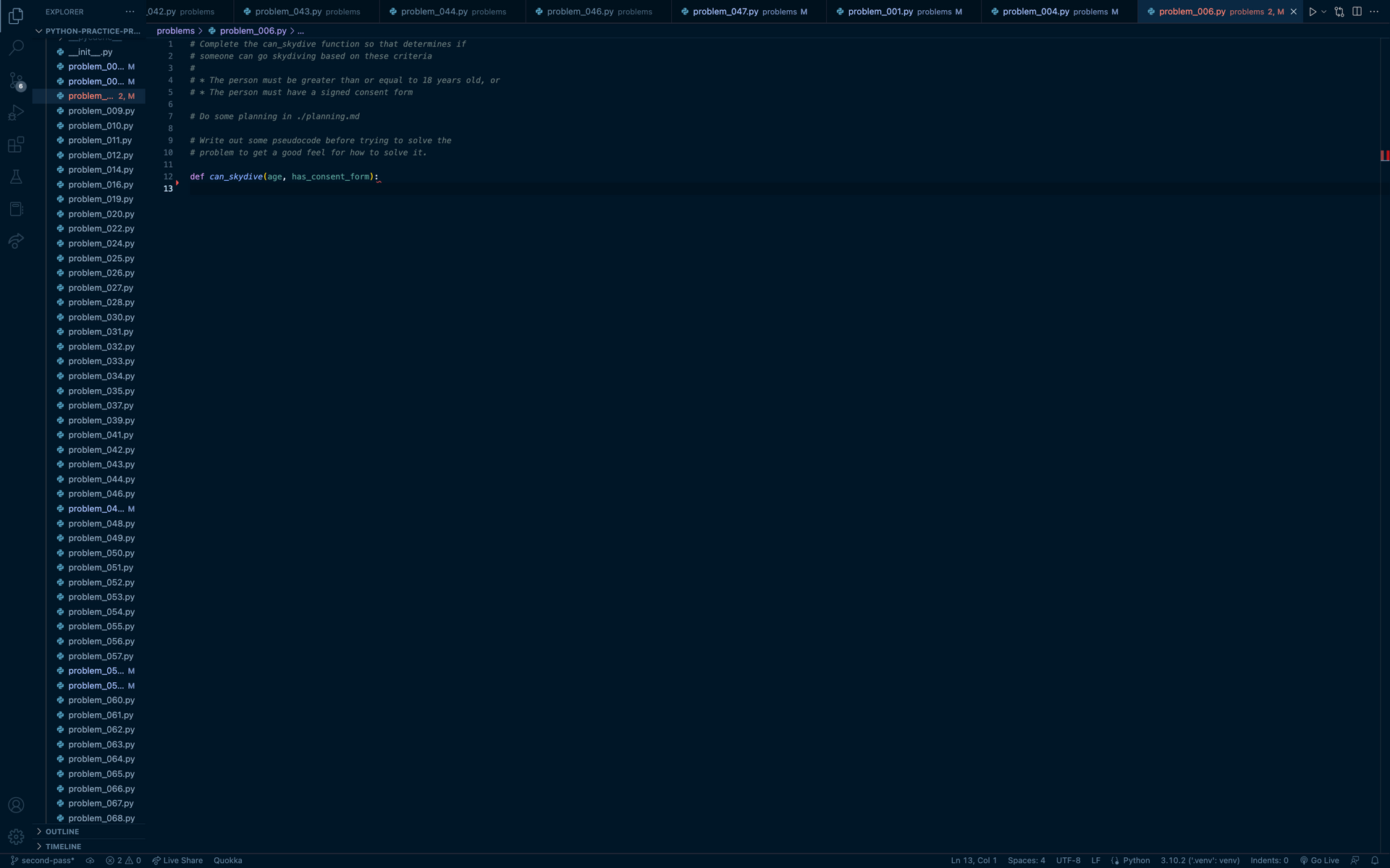 80 Python problems on Visual Code Studio