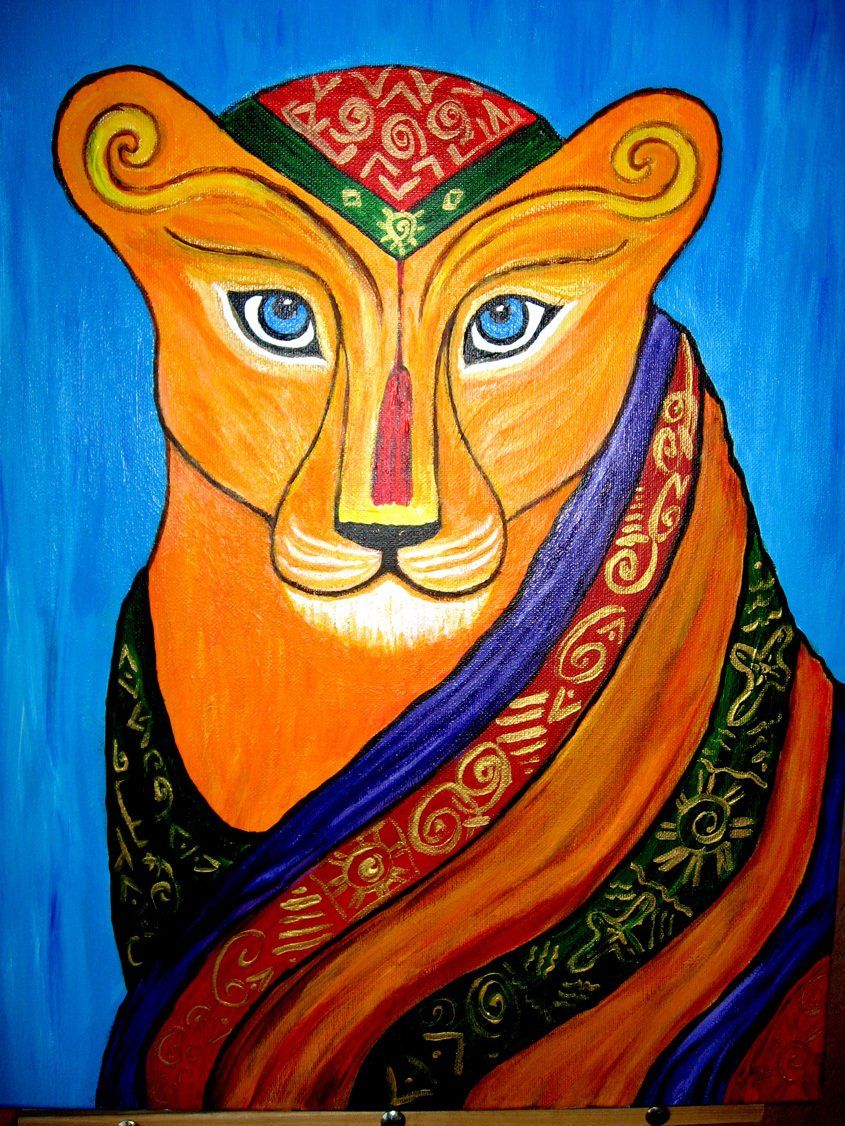 A lion painted by Janet Clemens