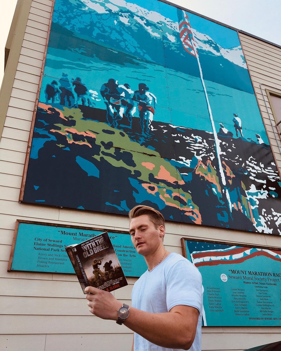 Xander Clemens is in Seward, Alaska reading THE OLD BREED by E.B. Sledge