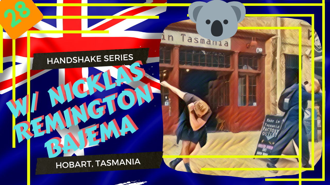Xander Clemens is in Hobart, Tasmania with Nicklas Remington Bajema for a handshake