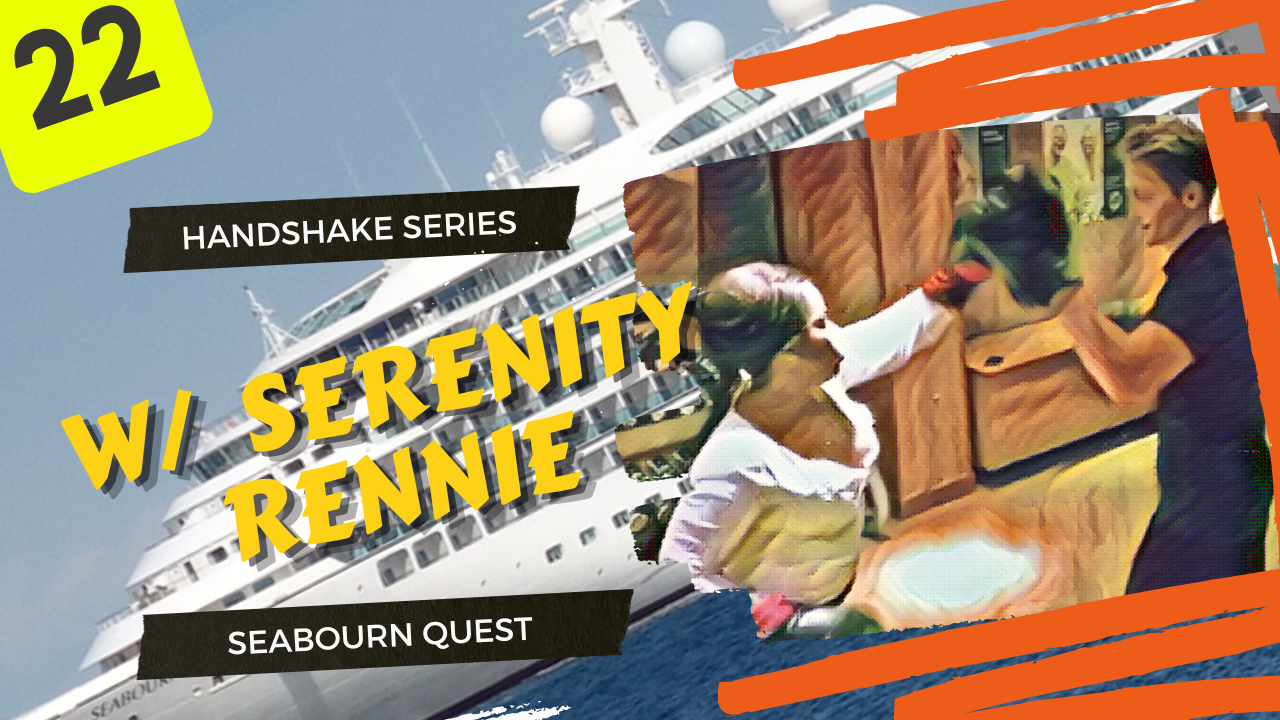 A boxing handshake on the Seabourn Quest with Serenity Rennie?