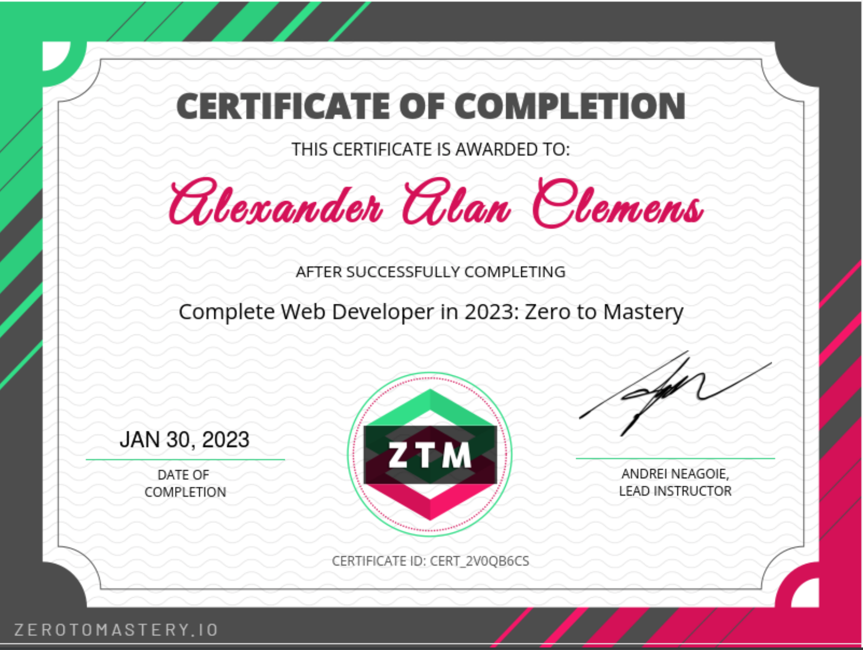 Zero To Mastery Complete Web Developer Certification
