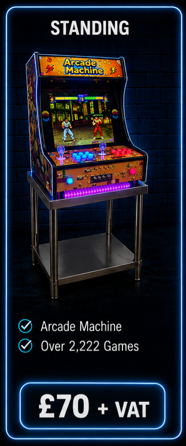 2-player Pandora's Box 9D arcade machine with 19-inch LCD screen available for arcade machine hire in Manchester featuring 2,222 retro games.