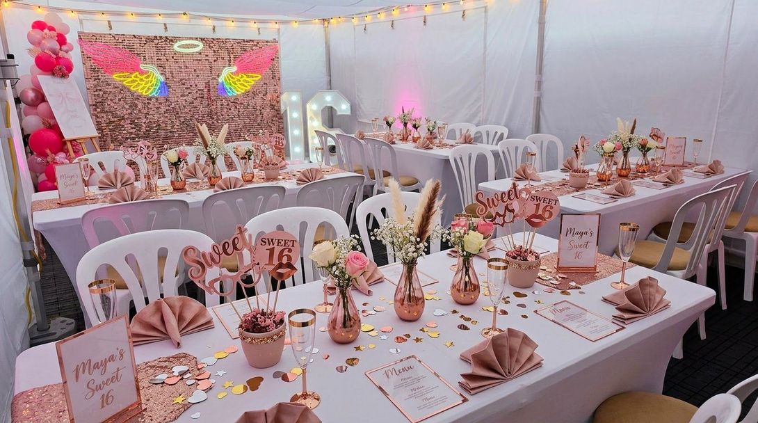 our 4m x 8m marquee hire in manchester for a sweet 16th birthday