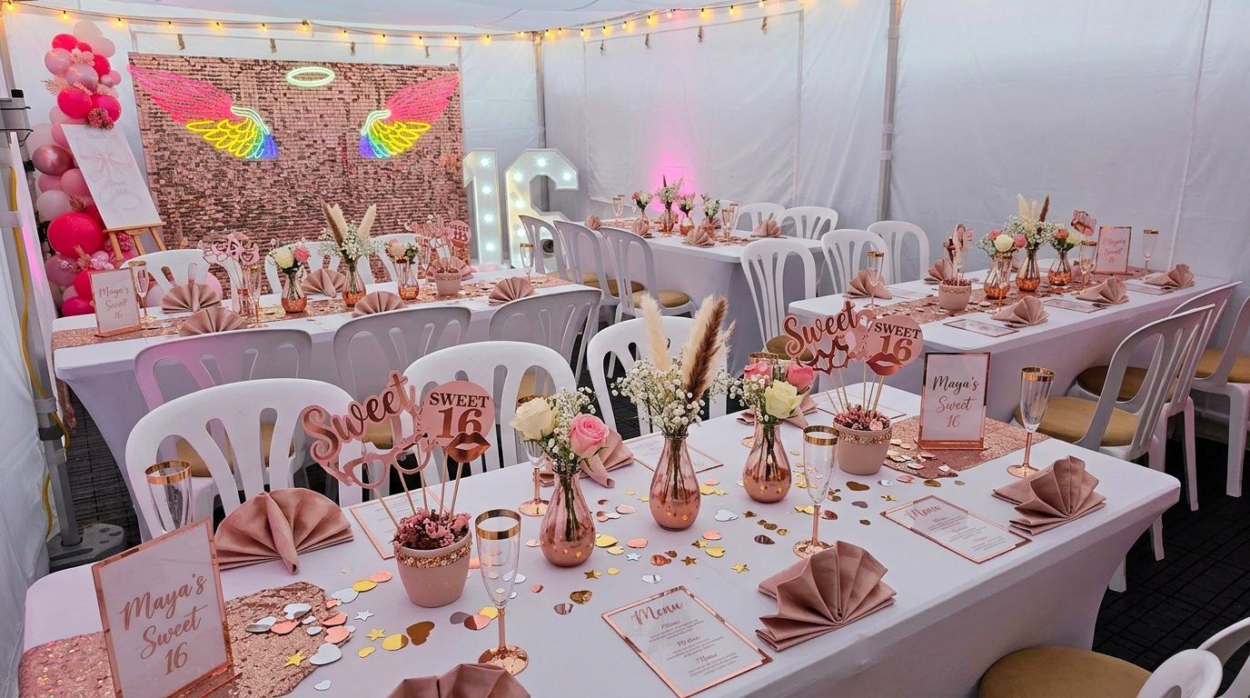 our 4m x 8m marquee hire in manchester for a sweet 16th birthday