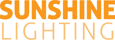 SUNSHINE LIGHTING logo in orange gradient text on a white background