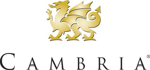 Cambria logo with a gold heraldic lion above the word “CAMBRIA”