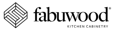 Fabuwood kitchen cabinetry logo with geometric cube icon and black text on white background