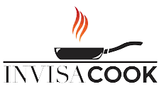 INVISACOOK logo with a black frying pan and orange steam above the wordmark