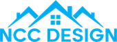 Blue house roof logo with the text “NCC DESIGN” underneath