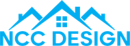 Blue house roof logo with the text “NCC DESIGN” underneath