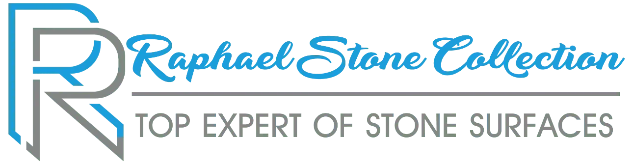 Raphael Stone Collection logo with blue stylized “R” and tagline “Top Expert of Stone Surfaces”