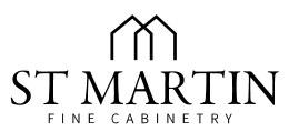 St Martin Fine Cabinetry logo in black text with a stylized house roof icon