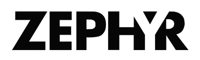 Black “ZEPHYR” wordmark logo with a stylized Z and bold angular lettering