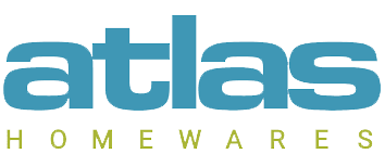 Atlas Homewares logo in teal and lime green on a white background