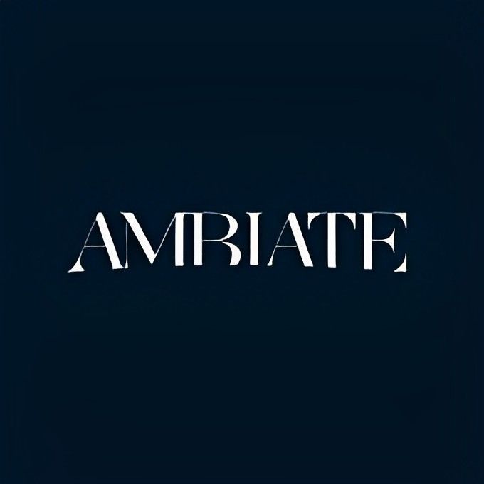 White “AMBIATE” text centered on a dark blue background.