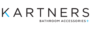 KARTNERS logo with “Bathroom Accessories+” text in black and blue on a white background