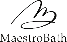 MaestroBath logo with stylized black signature above the brand name