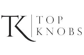 Top Knobs logo with stylized black “TK” and gray uppercase wordmark on a white background