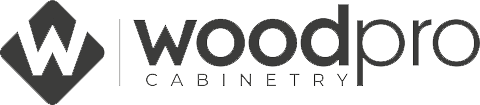 Woodpro Cabinetry logo with black and gray text and a stylized black-and-white “W” icon