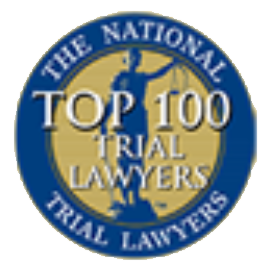 A logo for the national top 100 trial lawyers