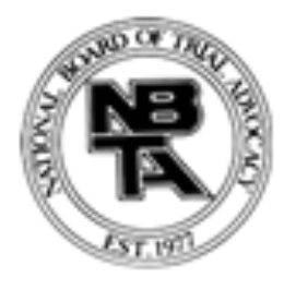 A black and white logo for the national board of judo advocates.