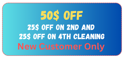 Promotional coupon with blue gradient background, yellow text