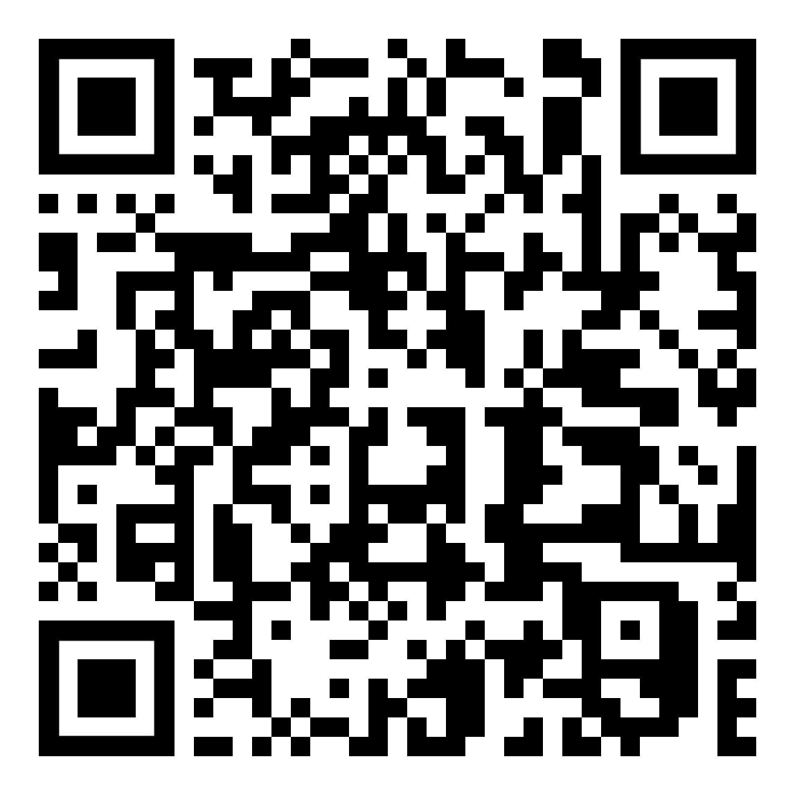 QR code with a pattern of black and white squares.