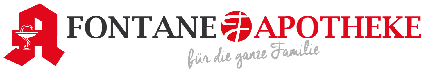 Das Logo der Fontane-Apotheke ist rot und weiß
