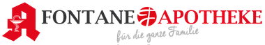 Das Logo der Fontane-Apotheke ist rot und weiß