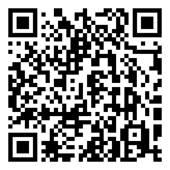 Ein schwarz-weißer QR-Code auf weißem Hintergrund.