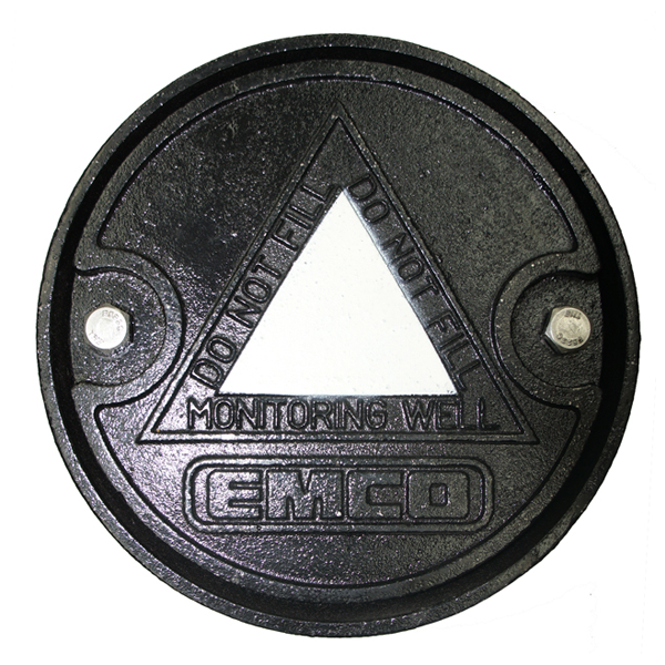 A metal container with a black lid and a white triangle on it