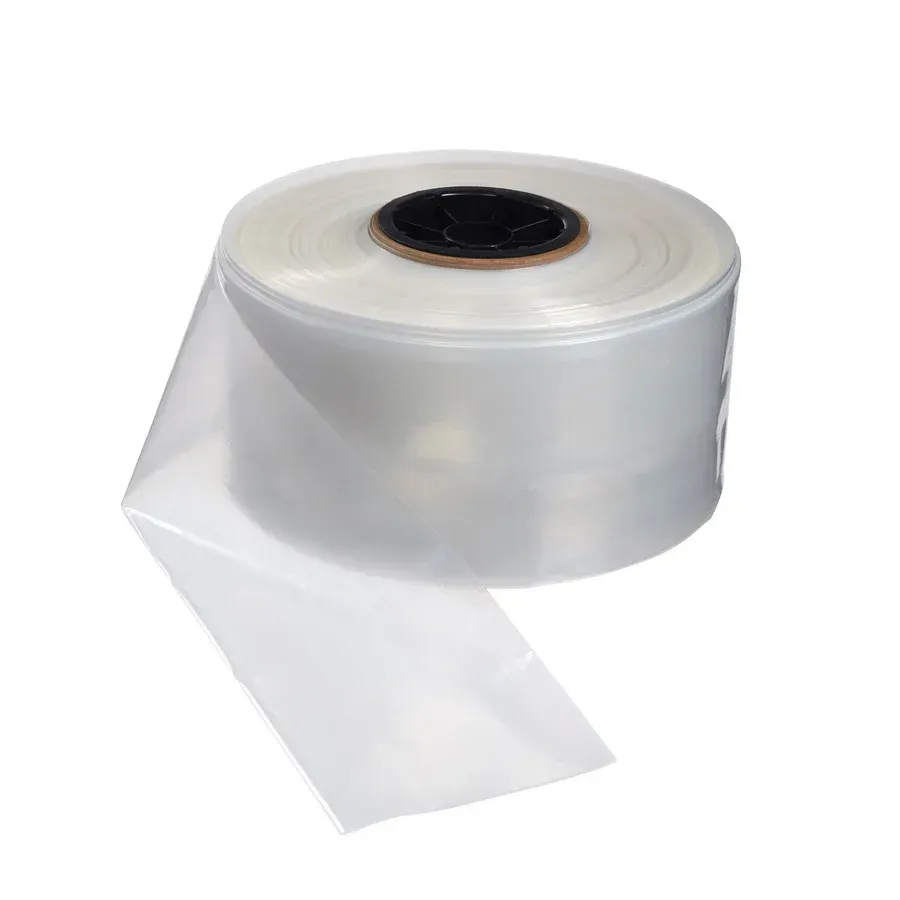 A roll of clear plastic hose on a white background.