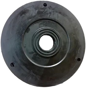 A black rubber ring with a hole in the middle on a white background.