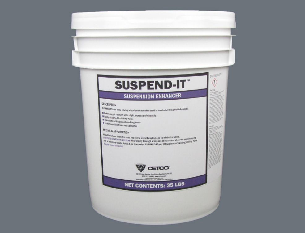 A white bucket with a purple label that says suspend-it