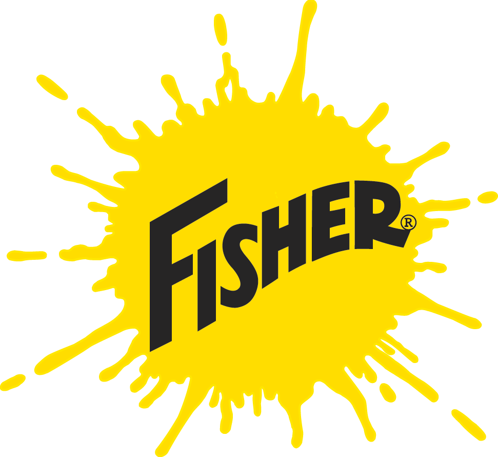Un logo de pêcheur jaune sur fond blanc