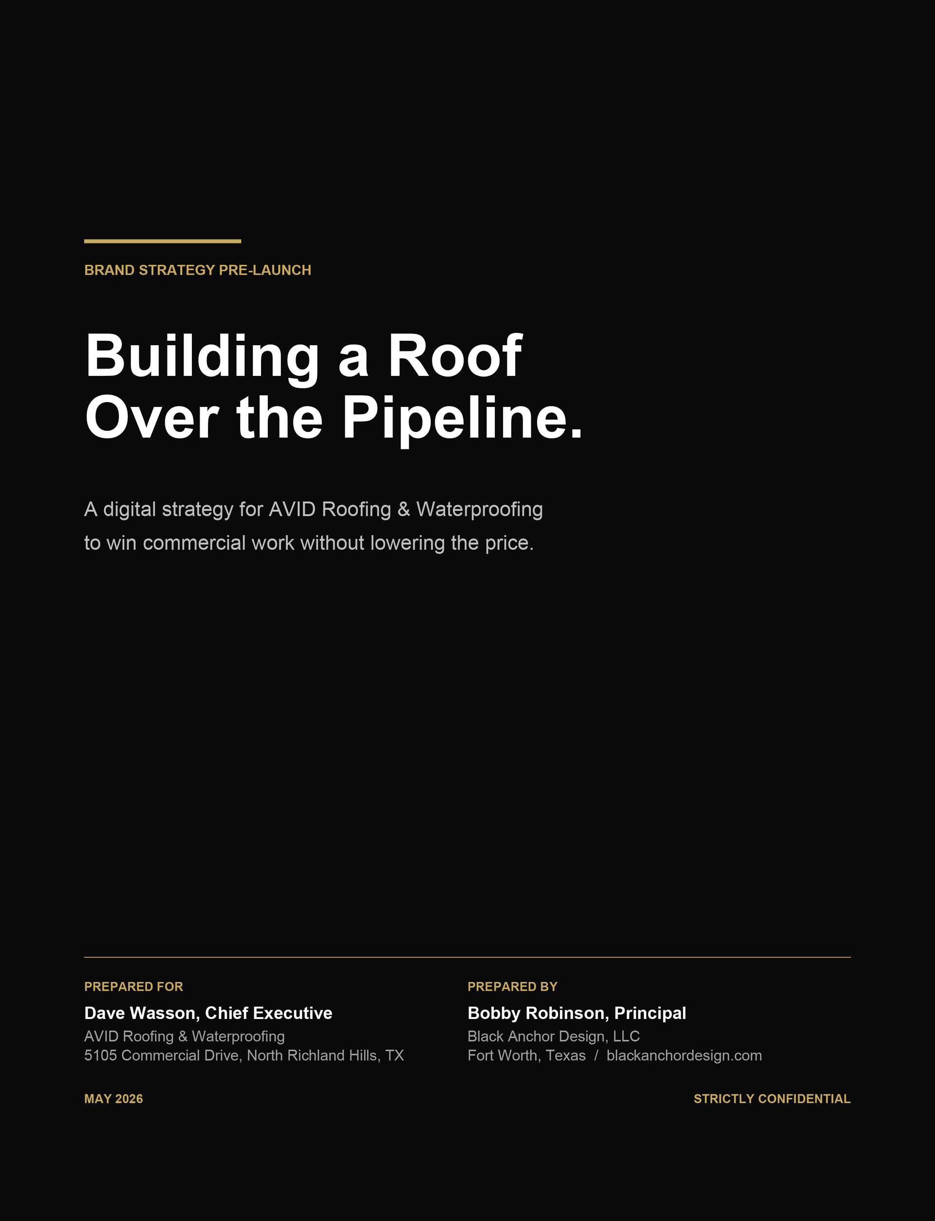 Dark book cover with the title “Building a Roof Over the Pipeline” in white text on black background