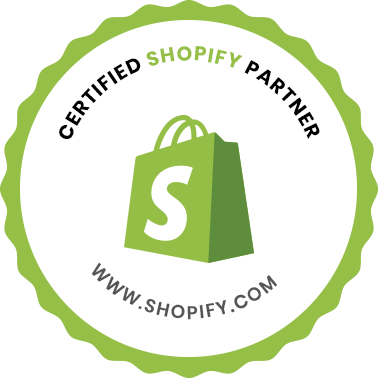 SHOPIFY PARTNER A certified shopify partner badge with a green shopping bag