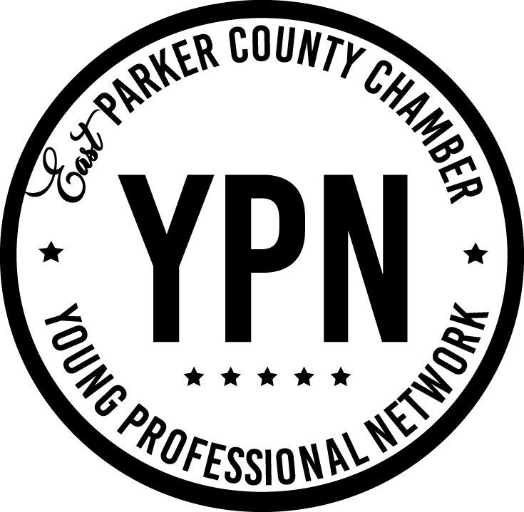 A black and white logo for east parker county chamber ypn young professional network.