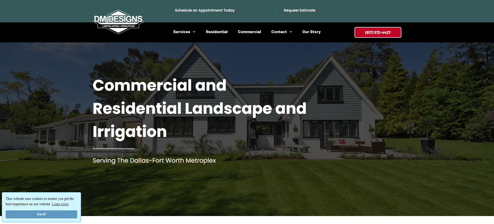 A website for commercial and residential landscape and irrigation