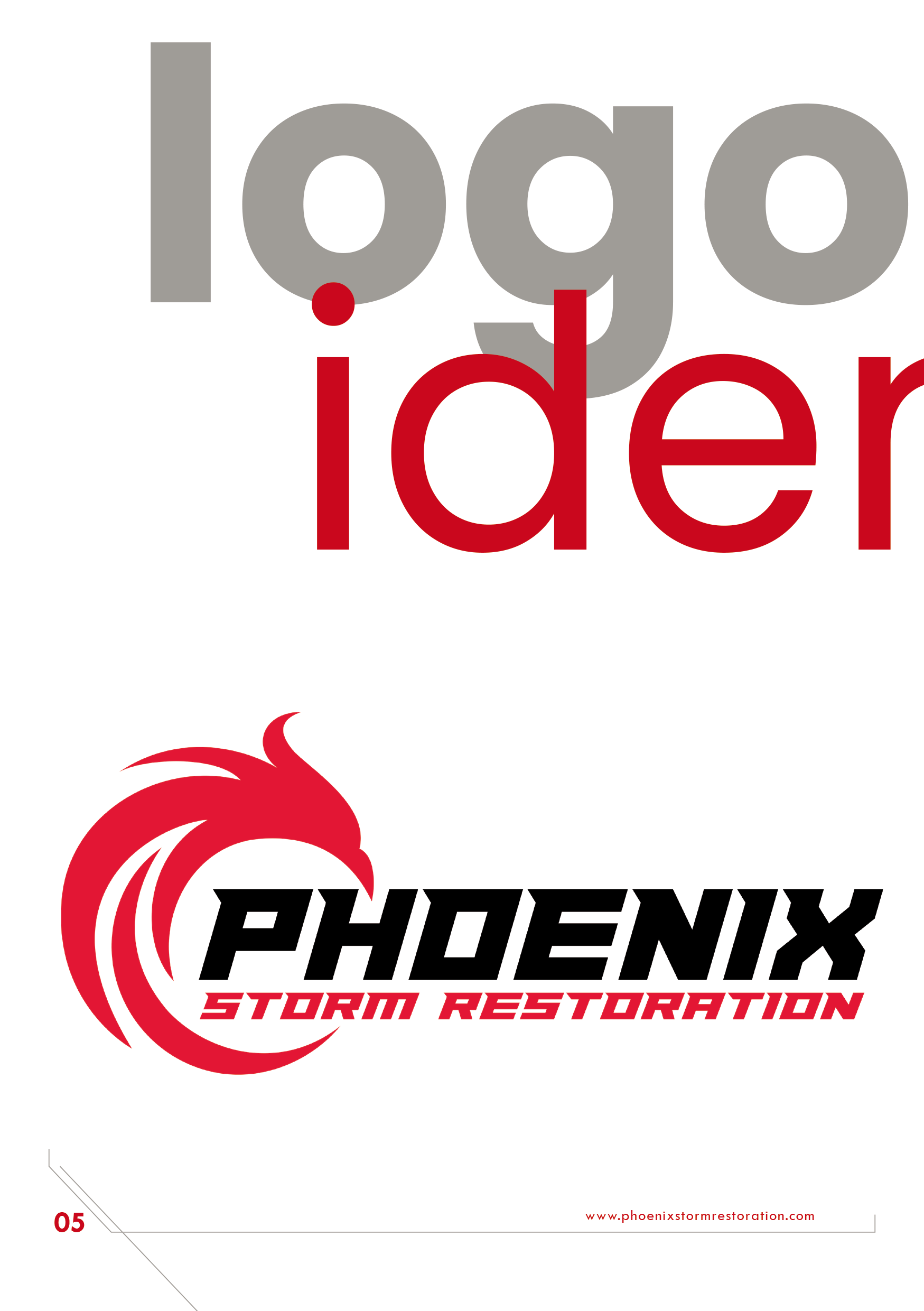 Logo for Phoenix Storm Restoration, featuring a red phoenix icon and company name in black text.