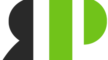 A black and green logo with the letter p on a white background.