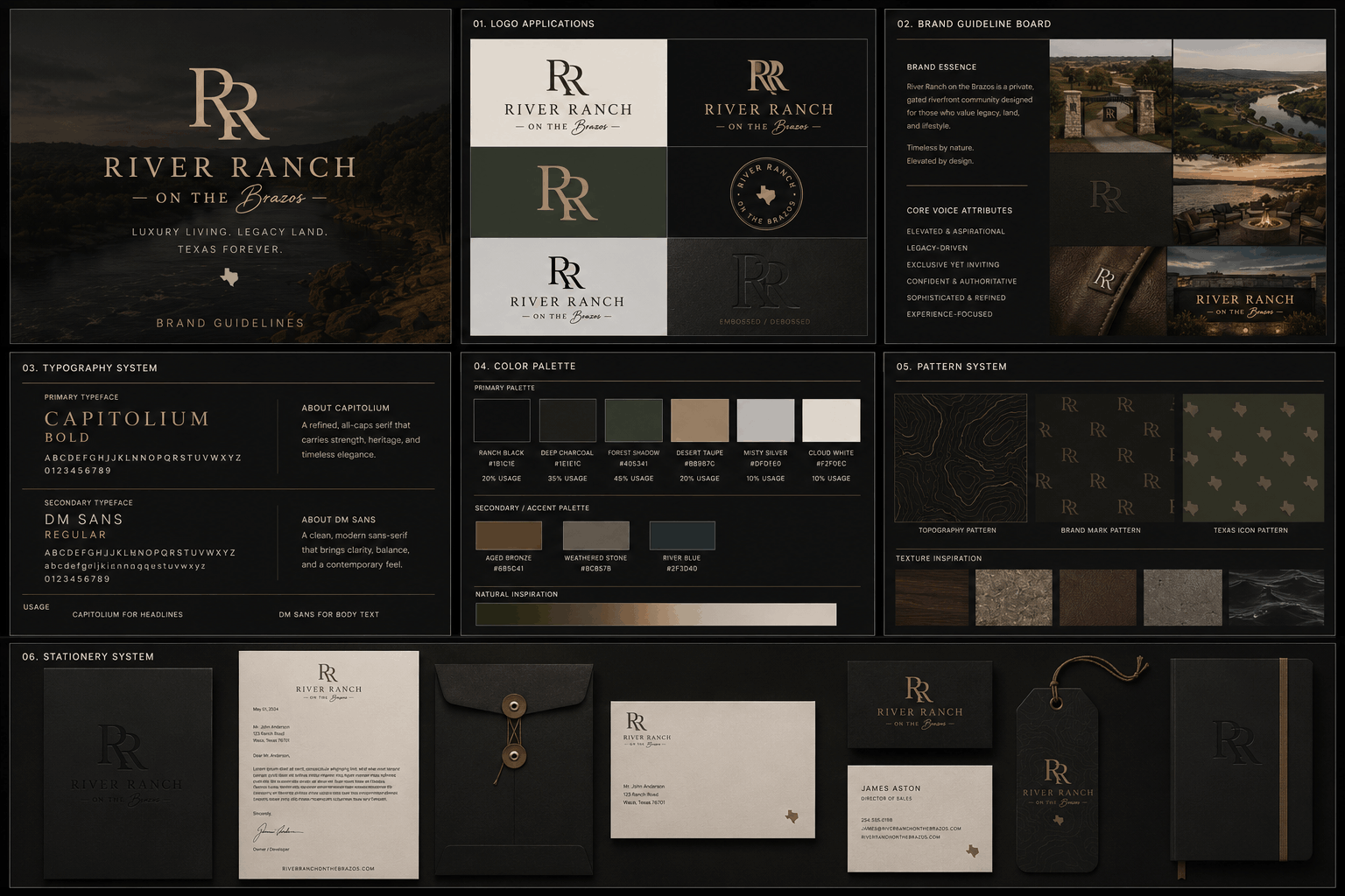 Brand logo variations for River Ranch, featuring 