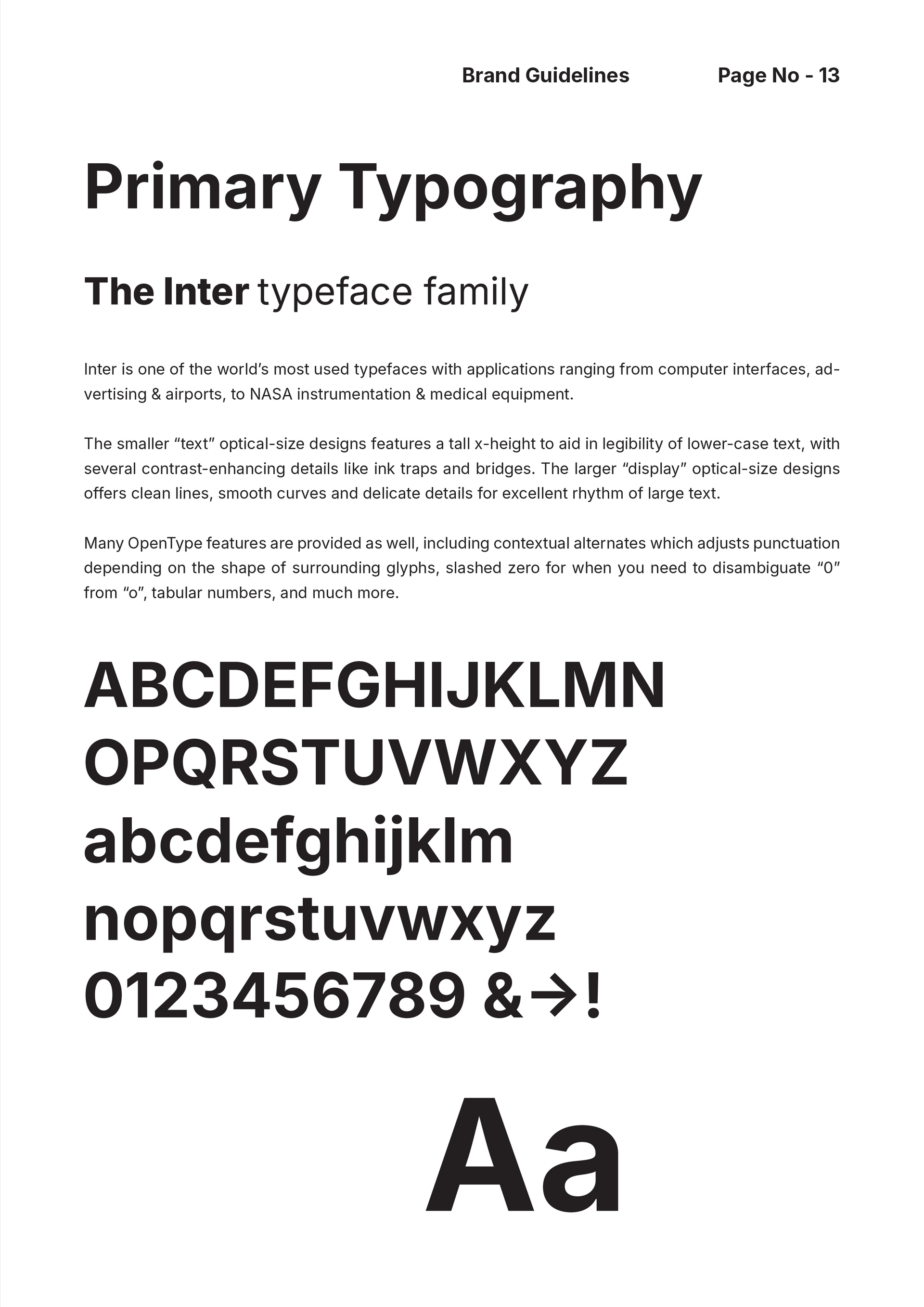Texcon Utility LLC Typography guide showcasing the Inter typeface family: uppercase, lowercase, numbers, symbols, and a