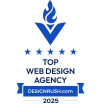DESIGN RUSH A logo for a top web design agency in 2025.