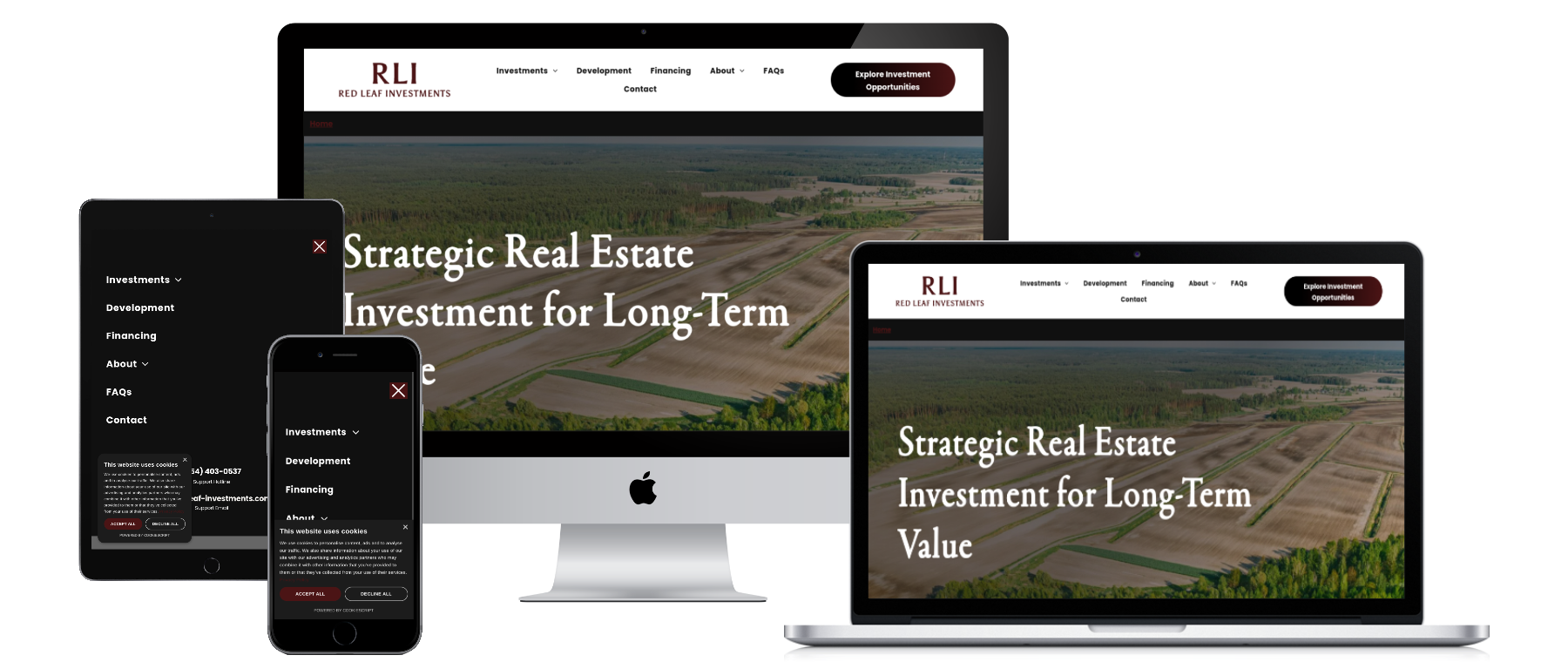 Website design on multiple devices showing 