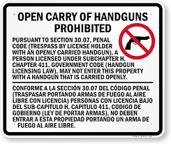 Black Anchor Design - Prohibits Open Carry 30.07 Open Carry of Handguns Prohibited
