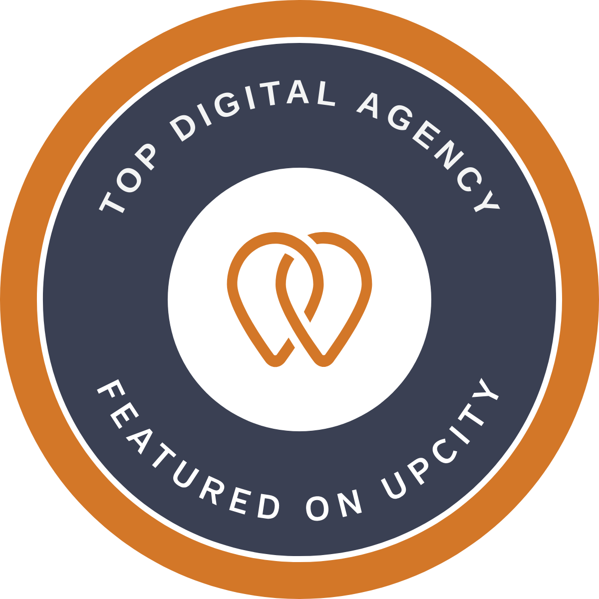 A badge that says top digital agency featured on upcity