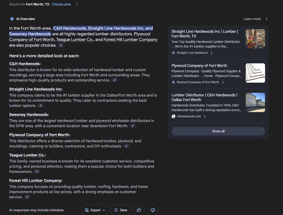 A screenshot of a website with a black background